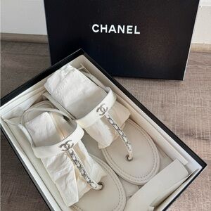 Chanel Patent leather white sandal